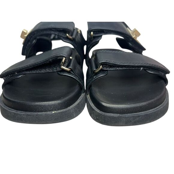 A New Day Women’s 9 Jonie Footbed Sandals Black Faux Leather Chunky - Picture 4 of 8